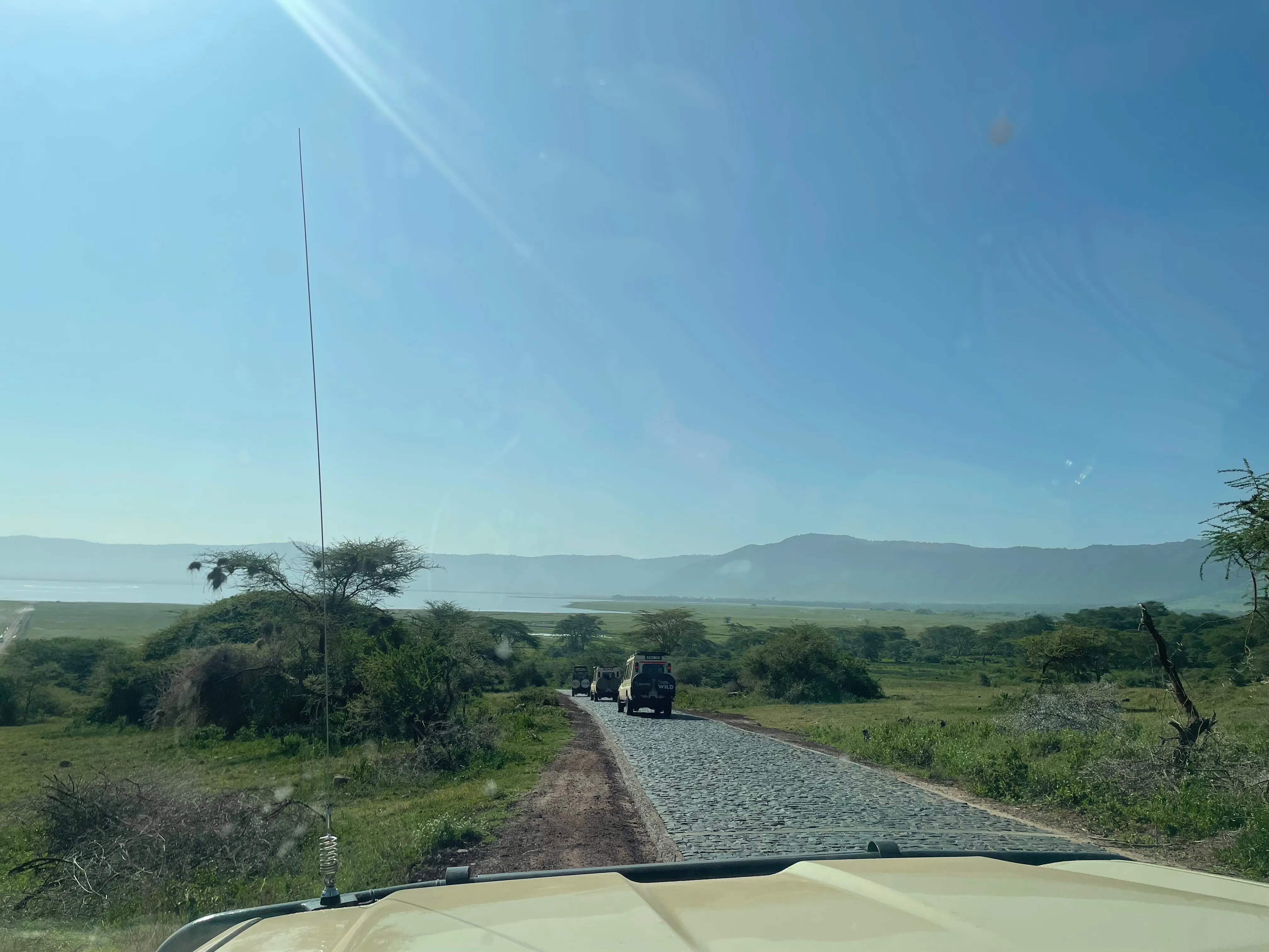Road descending through the Ngorongoro landscape